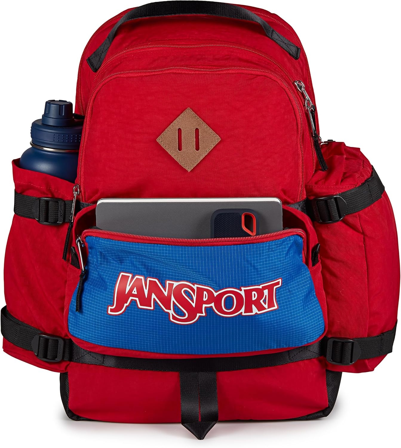 image:imageJanSport Seattle Pack Durable Backpack with Main Compartment Dual Water Bottle Pockets Lined Laptop Sleeve TravertineRed Tape