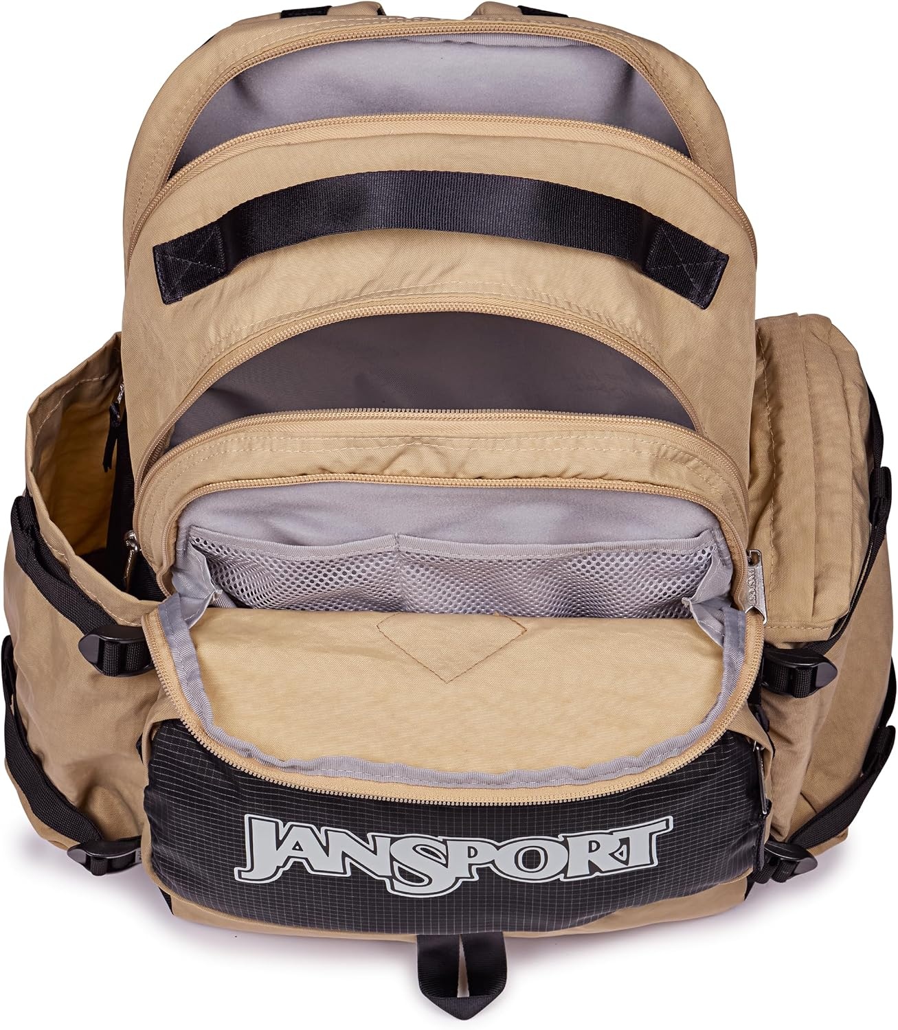 image:imageJanSport Seattle Pack Durable Backpack with Main Compartment Dual Water Bottle Pockets Lined Laptop Sleeve TravertineTravertine