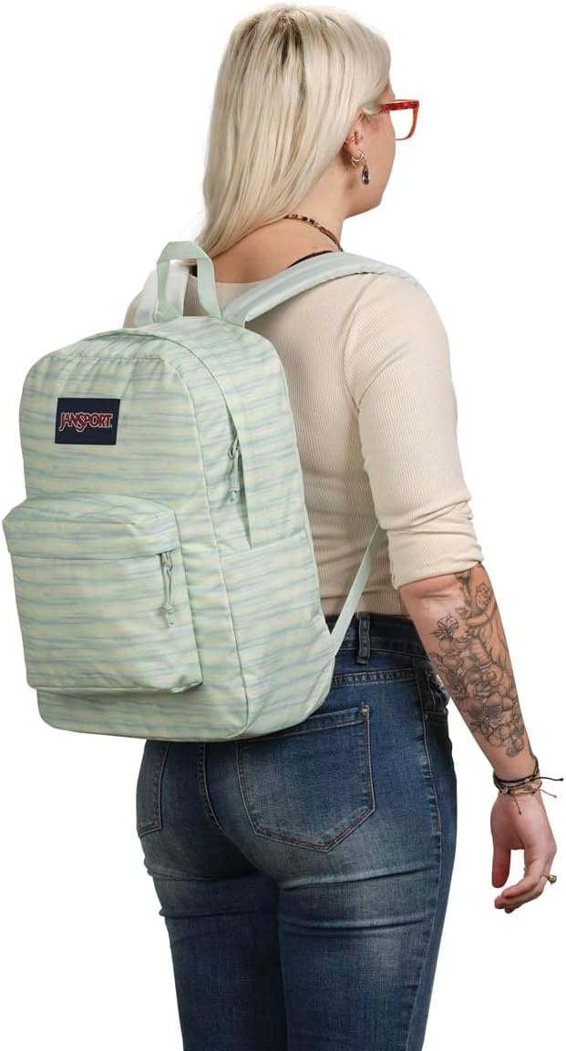 image:imageJanSport SuperBreak One Backpack Navy Durable Lightweight Bag with 1 Main Compartment Front Utility Pocket with Builtin Organizer Premium Backpack70s Space Dye Fresh Mint