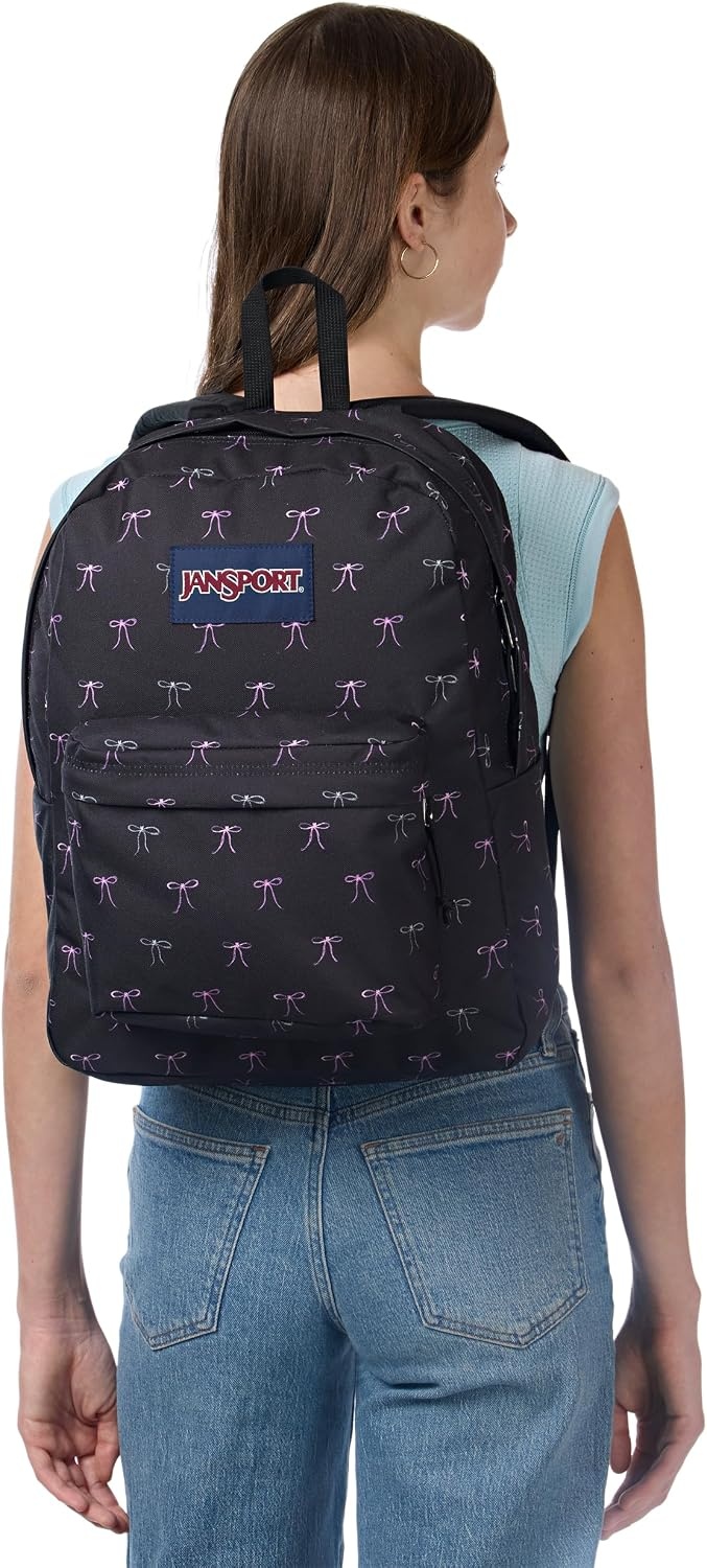 image:imageJanSport SuperBreak One Backpack Navy Durable Lightweight Bag with 1 Main Compartment Front Utility Pocket with Builtin Organizer Premium BackpackBad Bows