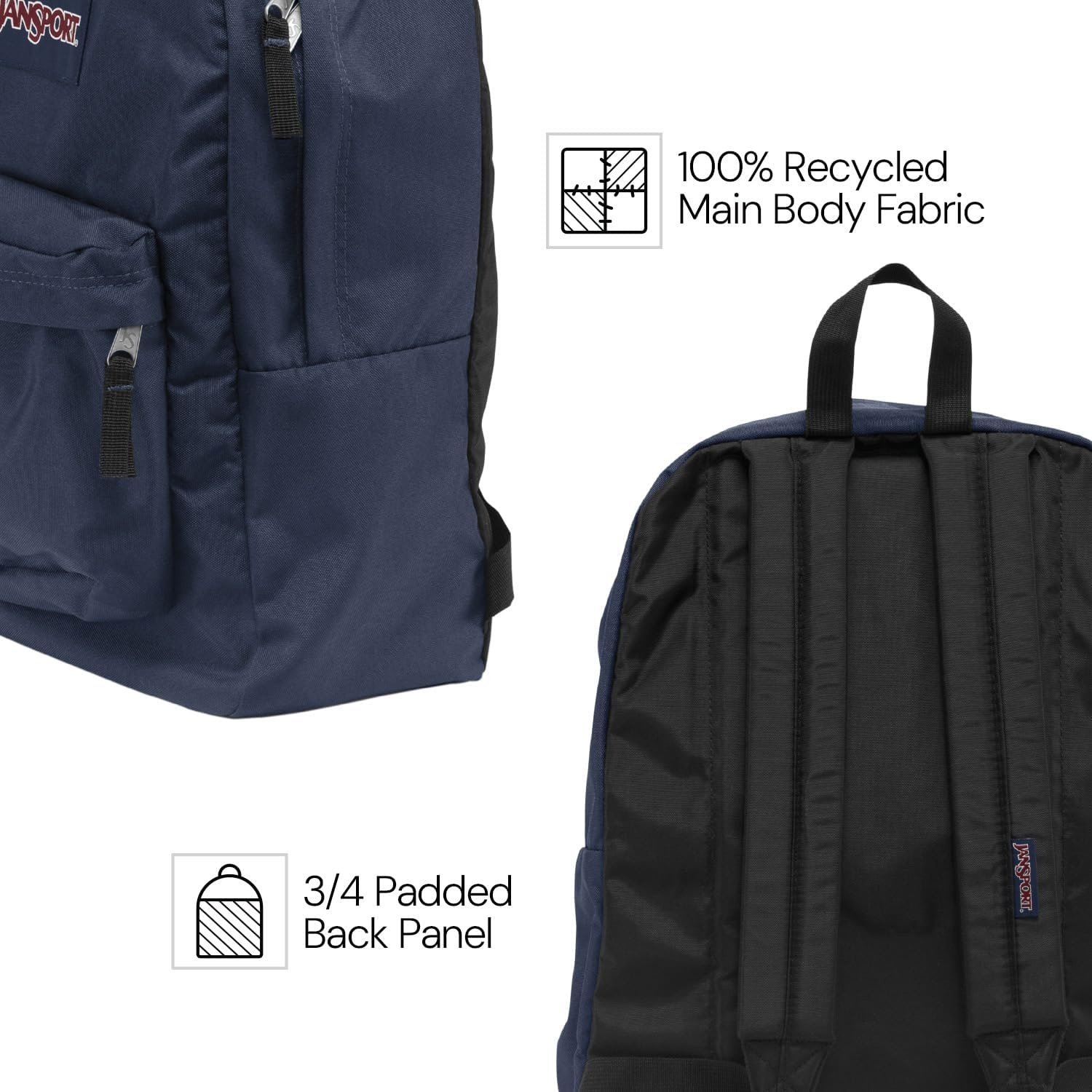 image:imageJanSport SuperBreak One Backpack Navy Durable Lightweight Bag with 1 Main Compartment Front Utility Pocket with Builtin Organizer Premium BackpackBad Bows