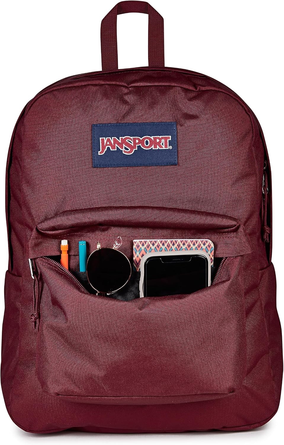 image:imageJanSport SuperBreak One Backpack Navy Durable Lightweight Bag with 1 Main Compartment Front Utility Pocket with Builtin Organizer Premium BackpackCherry Lacquer