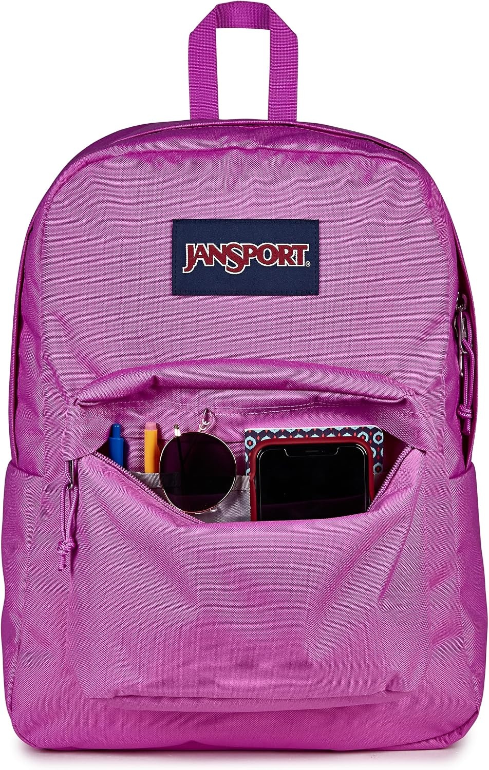 image:imageJanSport SuperBreak One Backpack Navy Durable Lightweight Bag with 1 Main Compartment Front Utility Pocket with Builtin Organizer Premium BackpackDigital Fuchsia