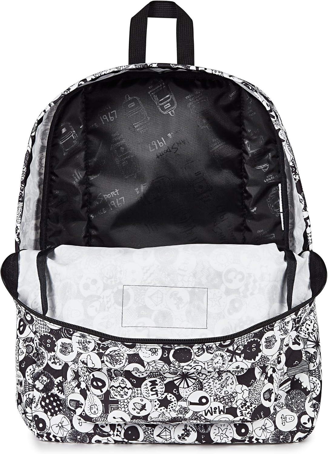 image:imageJanSport SuperBreak One Backpack Navy Durable Lightweight Bag with 1 Main Compartment Front Utility Pocket with Builtin Organizer Premium BackpackDoodle Dots