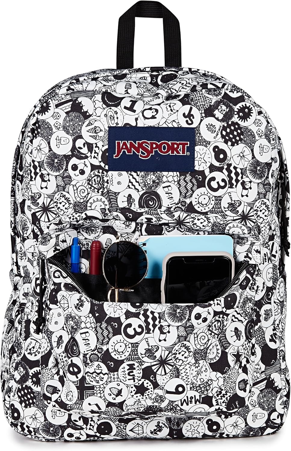 image:imageJanSport SuperBreak One Backpack Navy Durable Lightweight Bag with 1 Main Compartment Front Utility Pocket with Builtin Organizer Premium BackpackDoodle Dots