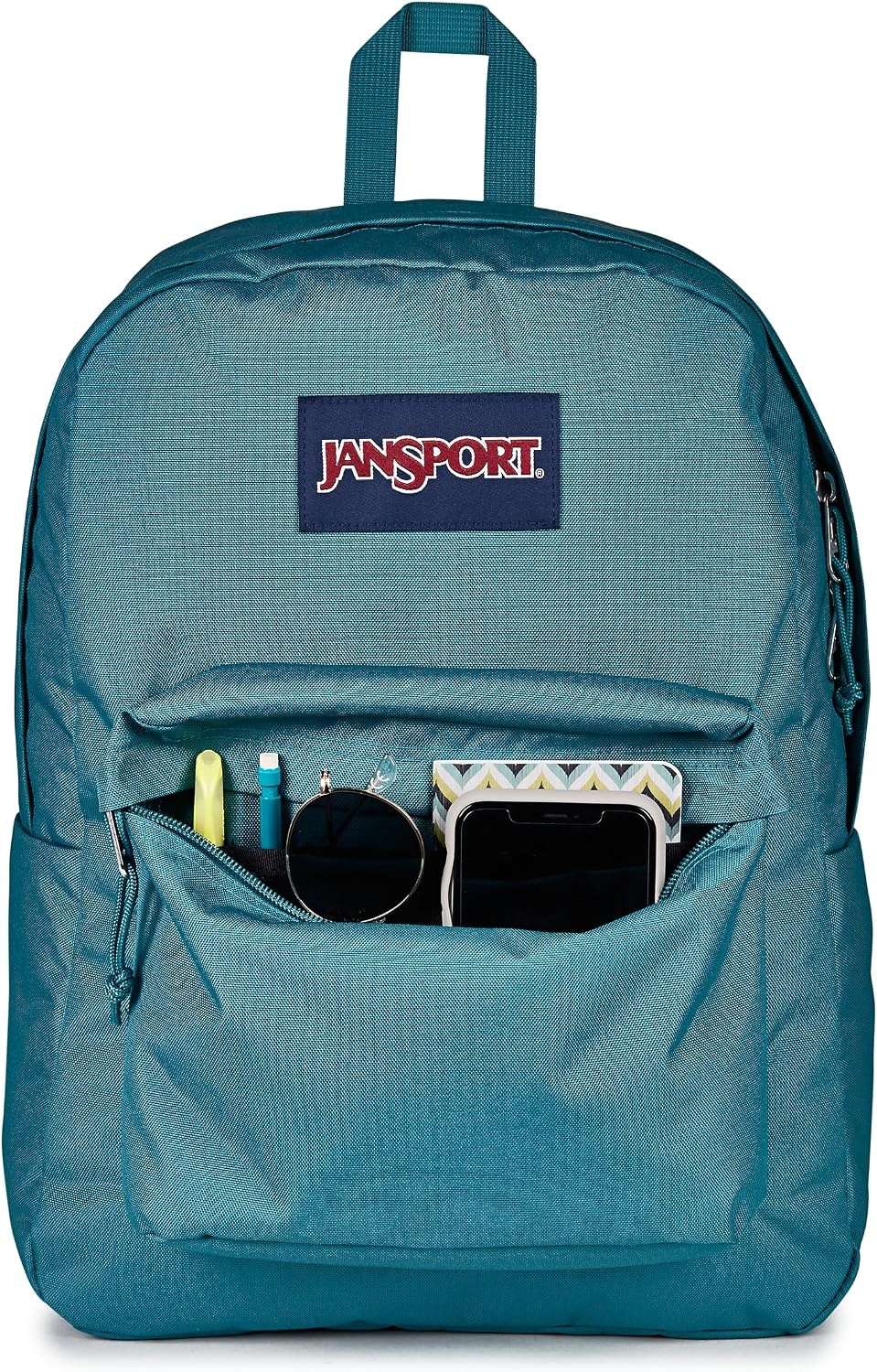 image:imageJanSport SuperBreak One Backpack Navy Durable Lightweight Bag with 1 Main Compartment Front Utility Pocket with Builtin Organizer Premium BackpackEmerald Pool