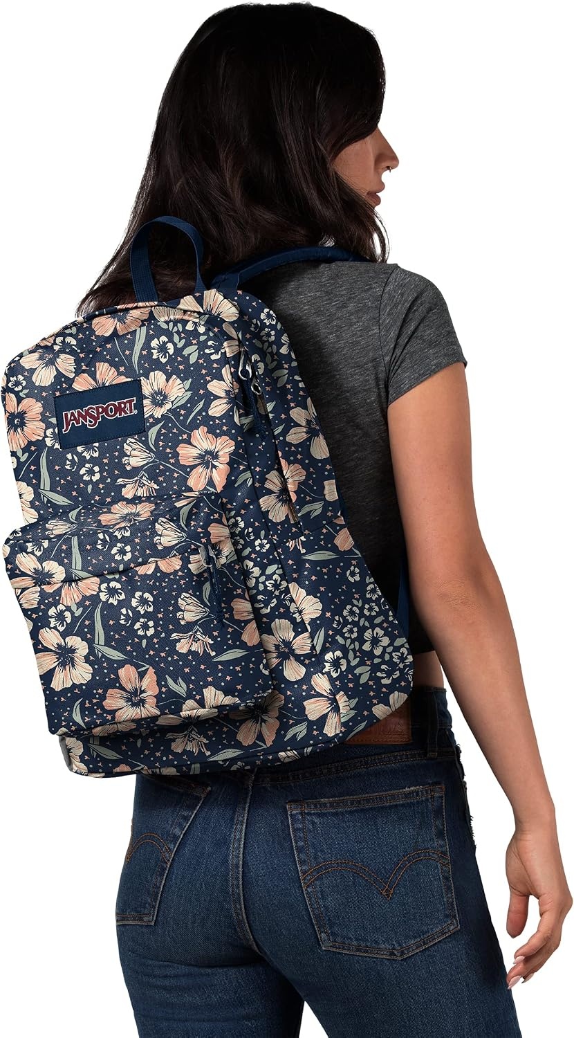 image:imageJanSport SuperBreak One Backpack Navy Durable Lightweight Bag with 1 Main Compartment Front Utility Pocket with Builtin Organizer Premium BackpackFields of Paradise
