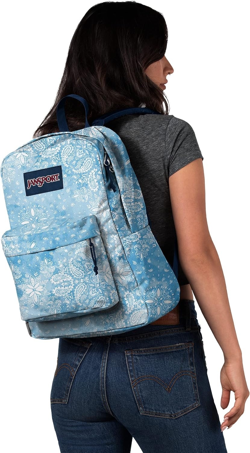 image:imageJanSport SuperBreak One Backpack Navy Durable Lightweight Bag with 1 Main Compartment Front Utility Pocket with Builtin Organizer Premium BackpackLucky Bandanna