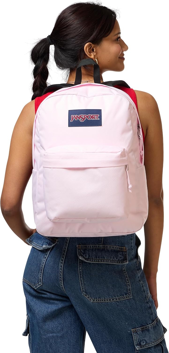 image:imageJanSport SuperBreak One Backpack Navy Durable Lightweight Bag with 1 Main Compartment Front Utility Pocket with Builtin Organizer Premium BackpackPink Ice