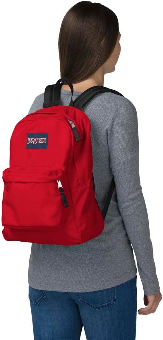 image:imageJanSport SuperBreak One Backpack Navy Durable Lightweight Bag with 1 Main Compartment Front Utility Pocket with Builtin Organizer Premium BackpackRed Tape