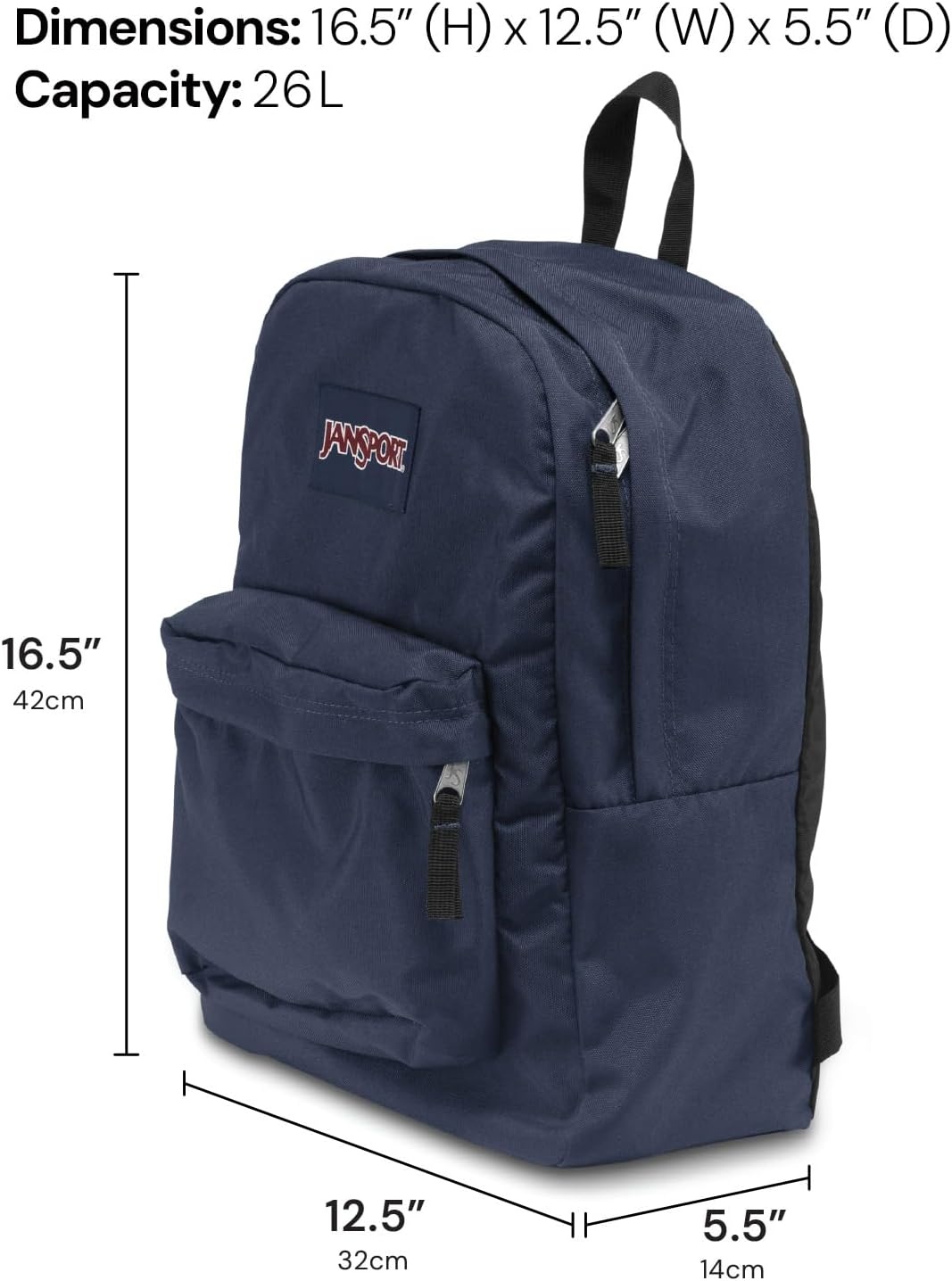 image:imageJanSport SuperBreak One Backpack Navy Durable Lightweight Bag with 1 Main Compartment Front Utility Pocket with Builtin Organizer Premium BackpackRed Tape
