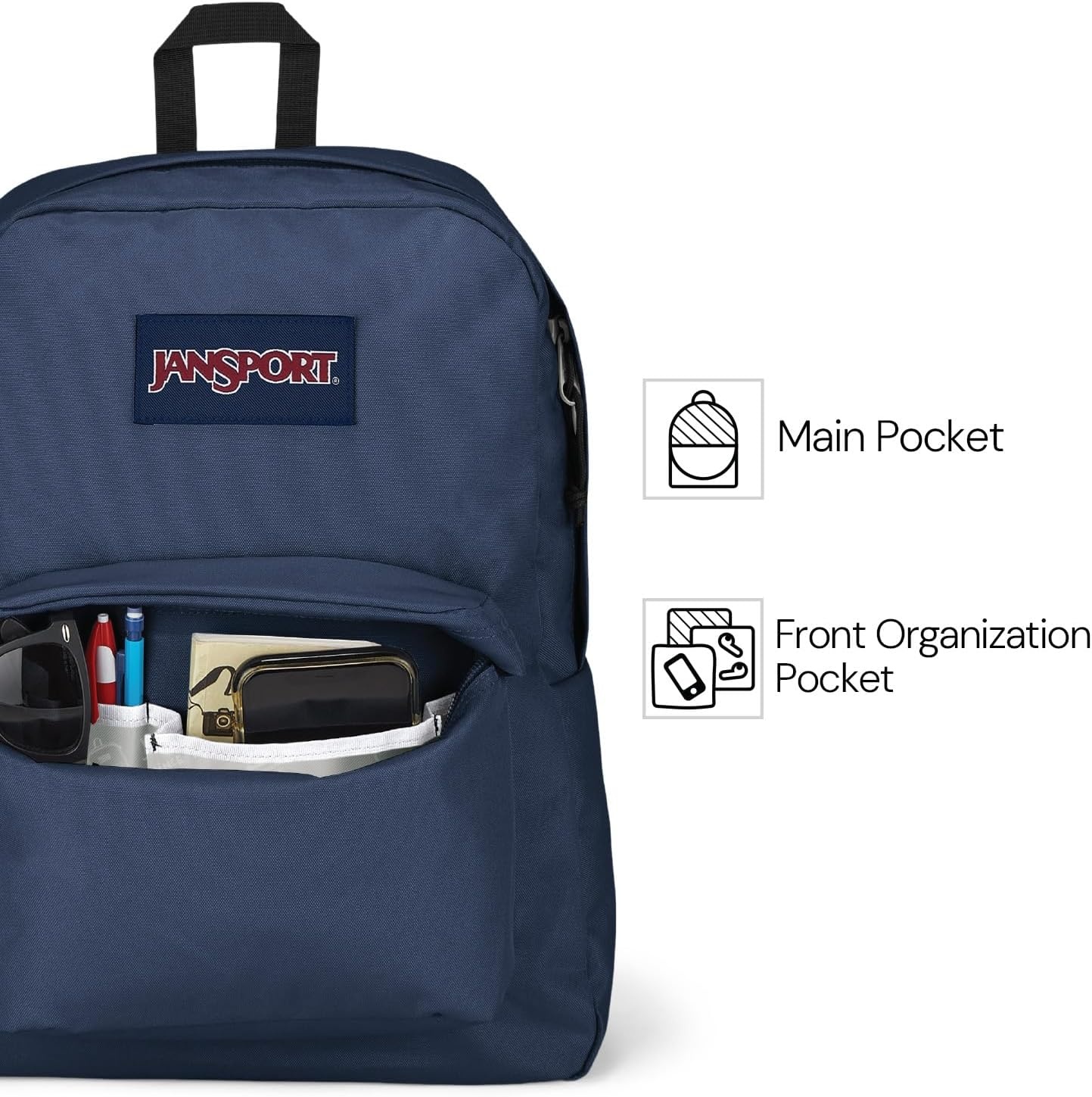 image:imageJanSport SuperBreak One Backpack Navy Durable Lightweight Bag with 1 Main Compartment Front Utility Pocket with Builtin Organizer Premium BackpackRusset Red