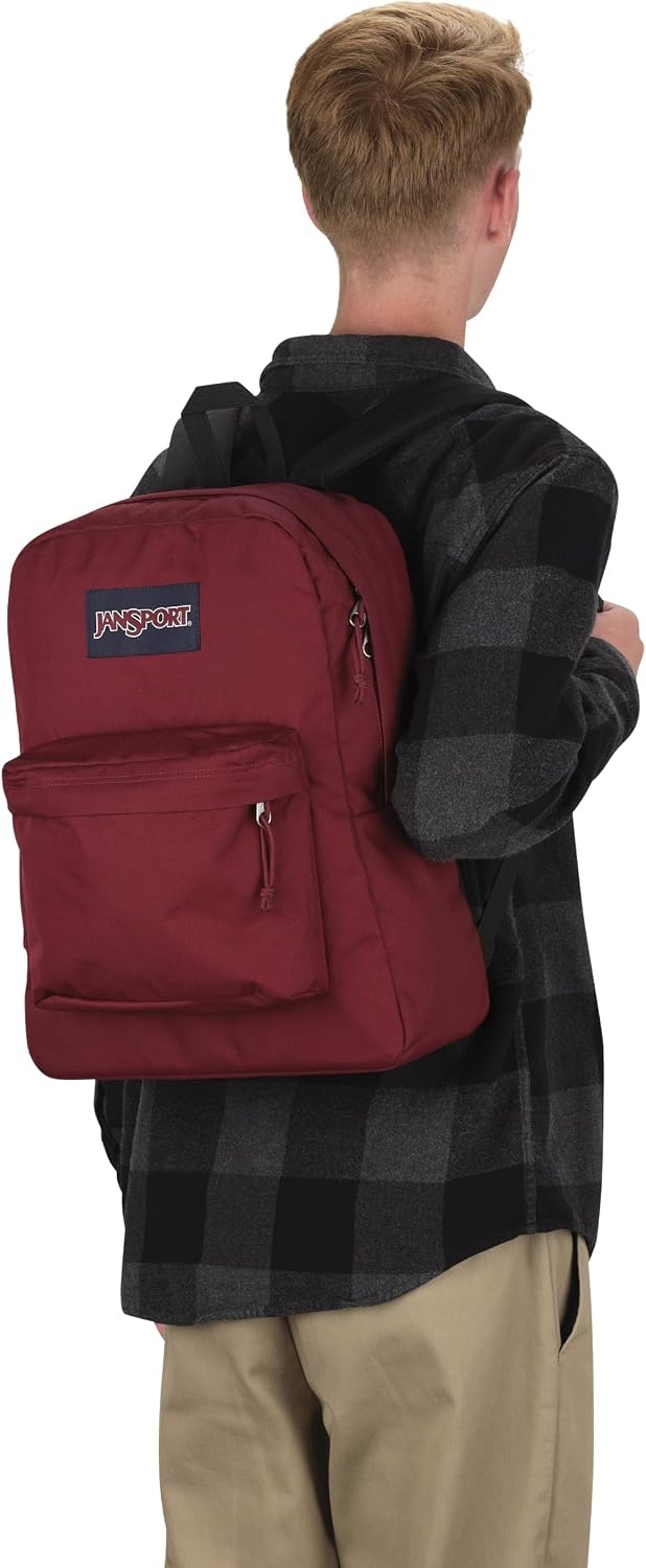 image:imageJanSport SuperBreak One Backpack Navy Durable Lightweight Bag with 1 Main Compartment Front Utility Pocket with Builtin Organizer Premium BackpackRusset Red
