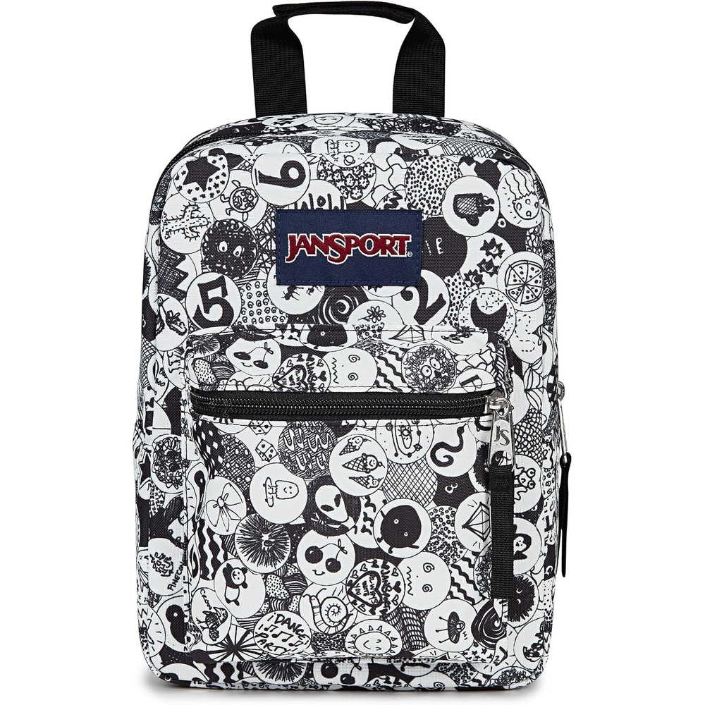 image:imageJanSport Big Break Insulated Lunch Bag Small SoftSided Cooler Ideal for Class Work or Meal Prep BlackDoodle Dots