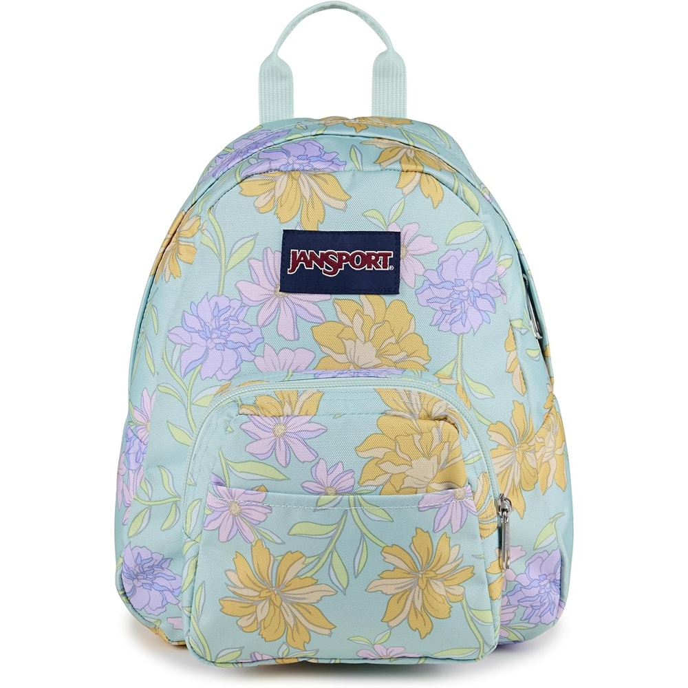 image:imageJanSport Half Pint Mini Backpack 102 L Durable Mini Bag Purse with Adjustable Shoulder Straps Single Main Compartment Zippered Stash Pocket BlackFaded Floral Fresh Mint