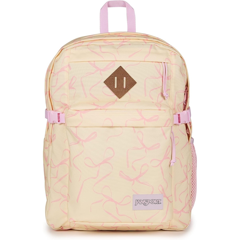 image:imageJanSport Main Campus Backpack  Travel or Work backpack w 15Inch Laptop Sleeve and Dual Water Bottle Pockets Rows Of Bows NaturalLemon IceRows of Bows NaturalPink Ice