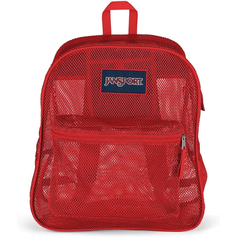 image:imageJanSport Mesh Pack See Through Backpack Ideal for Class Work Travel or Beach Outings BlackRed Tape