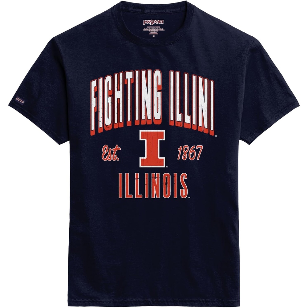 image:imageJanSport NCAA Officially Licensed Campus Short Sleeve T Shirt for Men Soft amp Breathable PreShrunk Cotton Crewneck T ShirtIllinois Illini