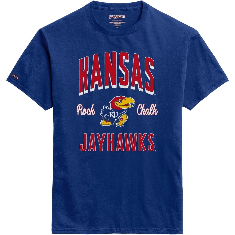 image:imageJanSport NCAA Officially Licensed Campus Short Sleeve T Shirt for Men Soft amp Breathable PreShrunk Cotton Crewneck T ShirtKansas Jayhawks