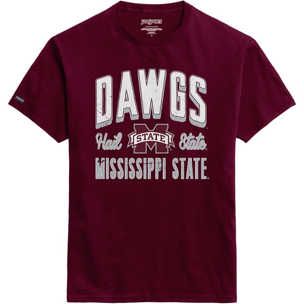 image:imageJanSport NCAA Officially Licensed Campus Short Sleeve T Shirt for Men Soft amp Breathable PreShrunk Cotton Crewneck T ShirtMississippi State Bulldogs