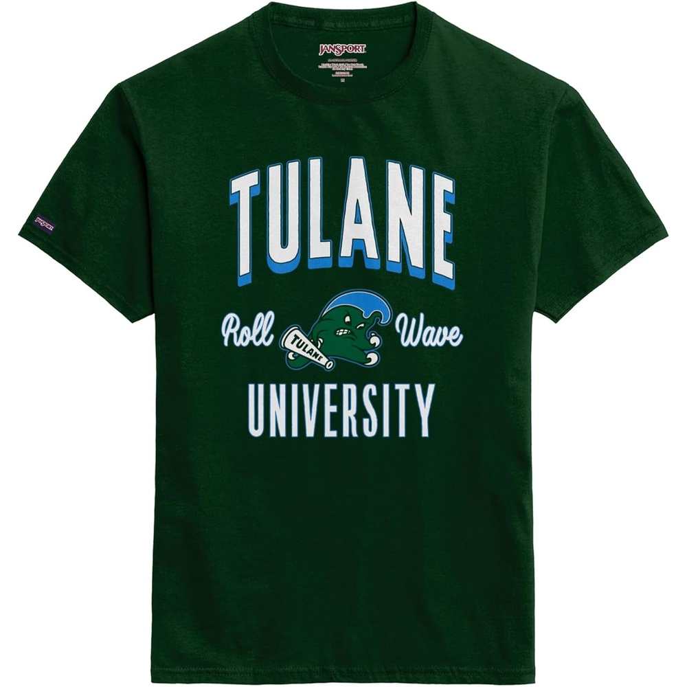 image:imageJanSport NCAA Officially Licensed Campus Short Sleeve T Shirt for Men Soft amp Breathable PreShrunk Cotton Crewneck T ShirtTulane Green Wave