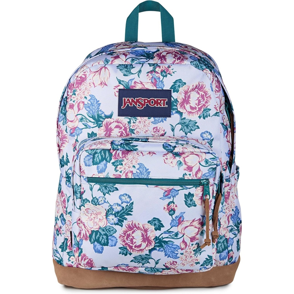 image:imageJanSport Right Pack Backpack Durable Daypack with Padded 15 Laptop Sleeve Spacious Main Compartment amp Integrated Water Bottle Pocket Rustic Roses Moon FlowerBluPnkGrnRustic Roses Moon FlowerBluPnkGrn
