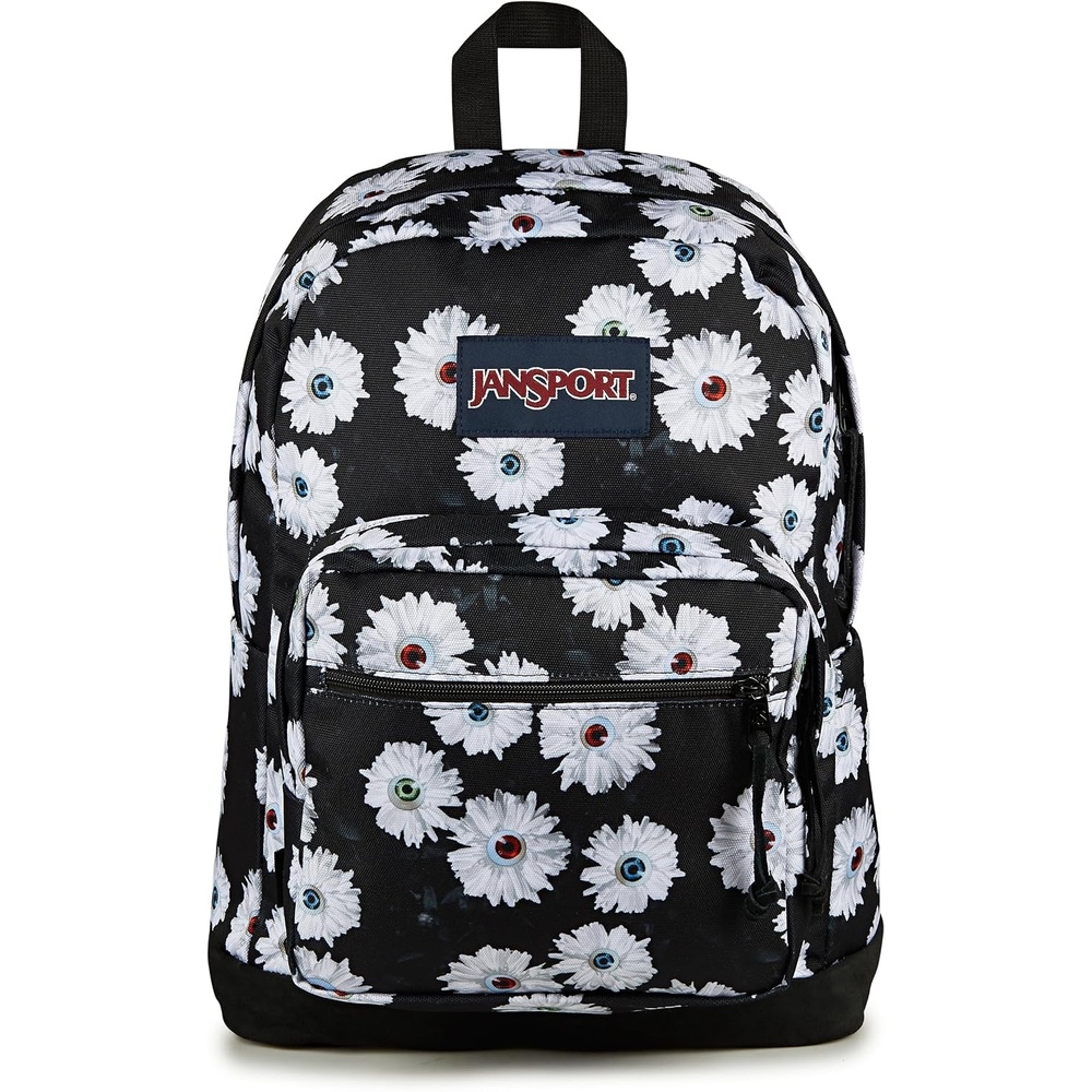 image:imageJanSport Right Pack Backpack Durable Daypack with Padded 15 Laptop Sleeve Spacious Main Compartment amp Integrated Water Bottle Pocket Rustic Roses Moon FlowerBluPnkGrnEyeball Blossom