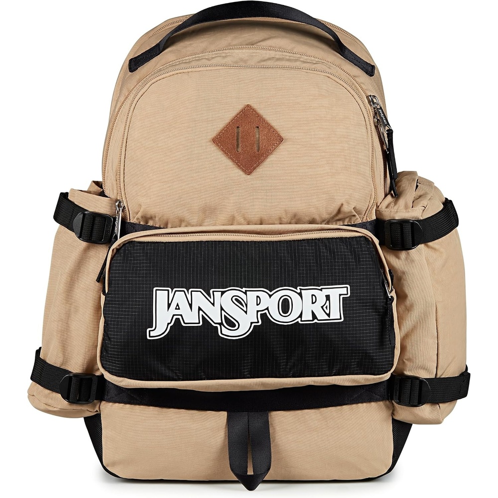 image:imageJanSport Seattle Pack Durable Backpack with Main Compartment Dual Water Bottle Pockets Lined Laptop Sleeve TravertineTravertine