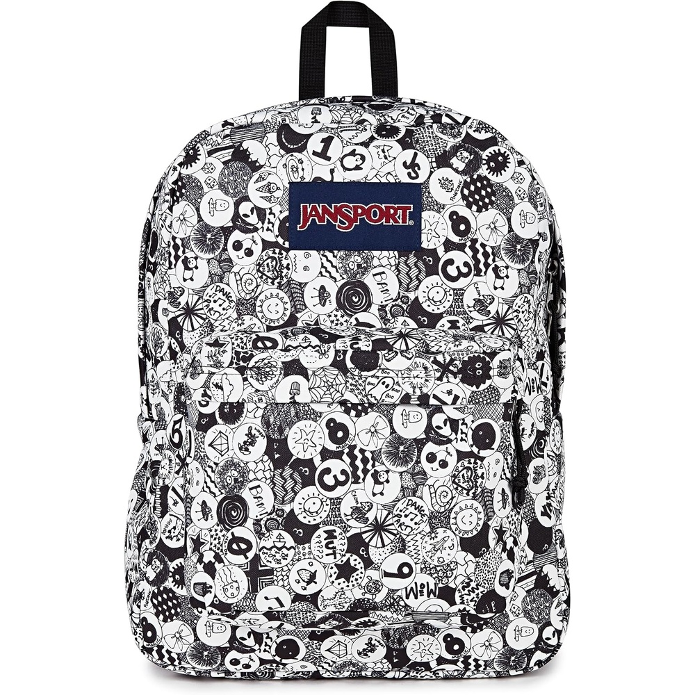 image:imageJanSport SuperBreak One Backpack Navy Durable Lightweight Bag with 1 Main Compartment Front Utility Pocket with Builtin Organizer Premium BackpackDoodle Dots