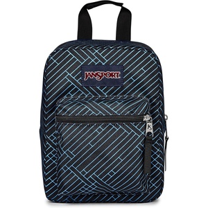 JanSport Big Break Insulated Lunch Bag – Small Soft-Sided Cooler Ideal for Class, Work, or Meal Prep, Black(Team Stripes)