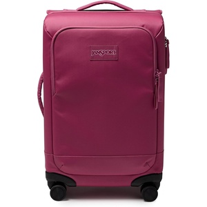 JanSport Good Latitude Checked Spinner Suitcase – 68L Water Resistant Travel Luggage – 26-inch Large Durable Lightweight Rolling Hardside Softside Bag, Smokey Grit(Mauve Haze)