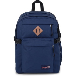 JanSport Main Campus Backpack – Travel or Work backpack w 15-Inch Laptop Sleeve and Dual Water Bottle Pockets, Rows Of Bows Natural/Lemon Ice(Navy)