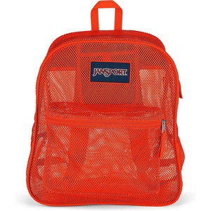 JanSport Mesh Pack – See Through Backpack Ideal for Class, Work, Travel, or Beach Outings, Black(Red)