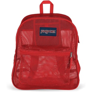 JanSport Mesh Pack – See Through Backpack Ideal for Class, Work, Travel, or Beach Outings, Black(Red Tape)