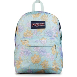 JanSport SuperBreak One Backpack Navy – Durable, Lightweight Bag with 1 Main Compartment, Front Utility Pocket with Built-in Organizer – Premium Backpack(Faded Floral Fresh Mint)