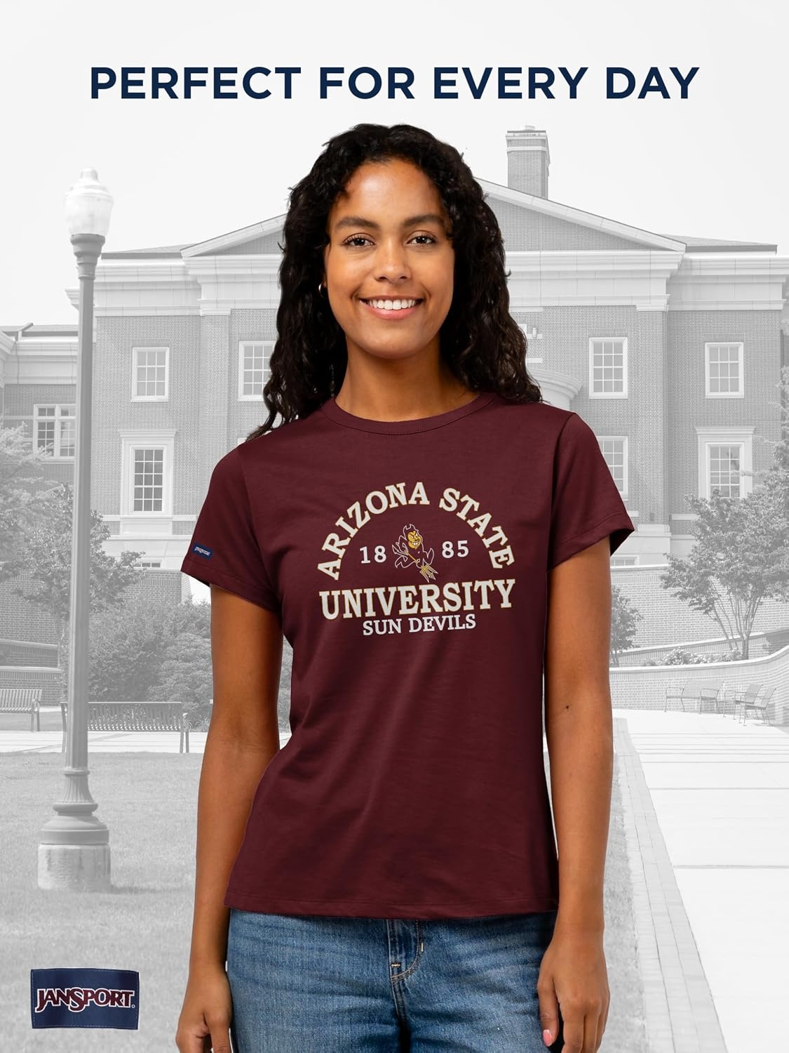 image:imageJanSport NCAA Officially Licensed Graduate Short Sleeve T Shirt for Women Soft amp Breathable CottonPolyester Blend Crewneck T Shirt with Graphic Detailing Everyday University Fan ApparelArizona State Sun Devils