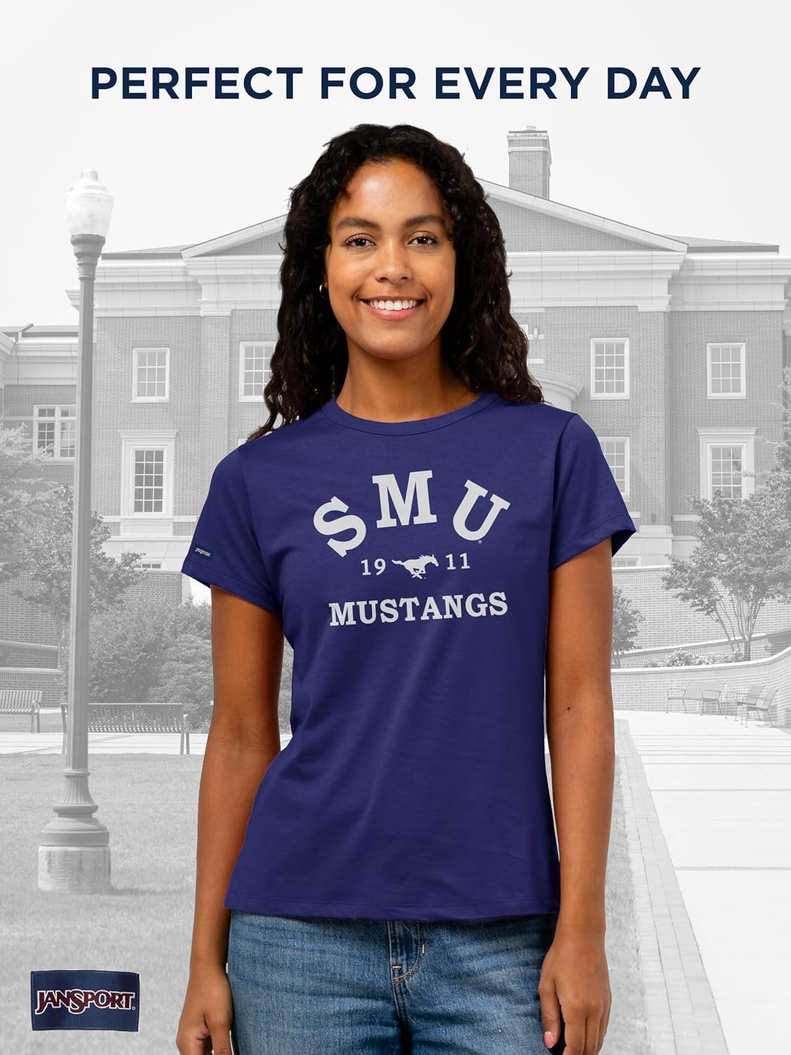 image:imageJanSport NCAA Officially Licensed Graduate Short Sleeve T Shirt for Women Soft amp Breathable CottonPolyester Blend Crewneck T Shirt with Graphic Detailing Everyday University Fan ApparelSMU Mustangs