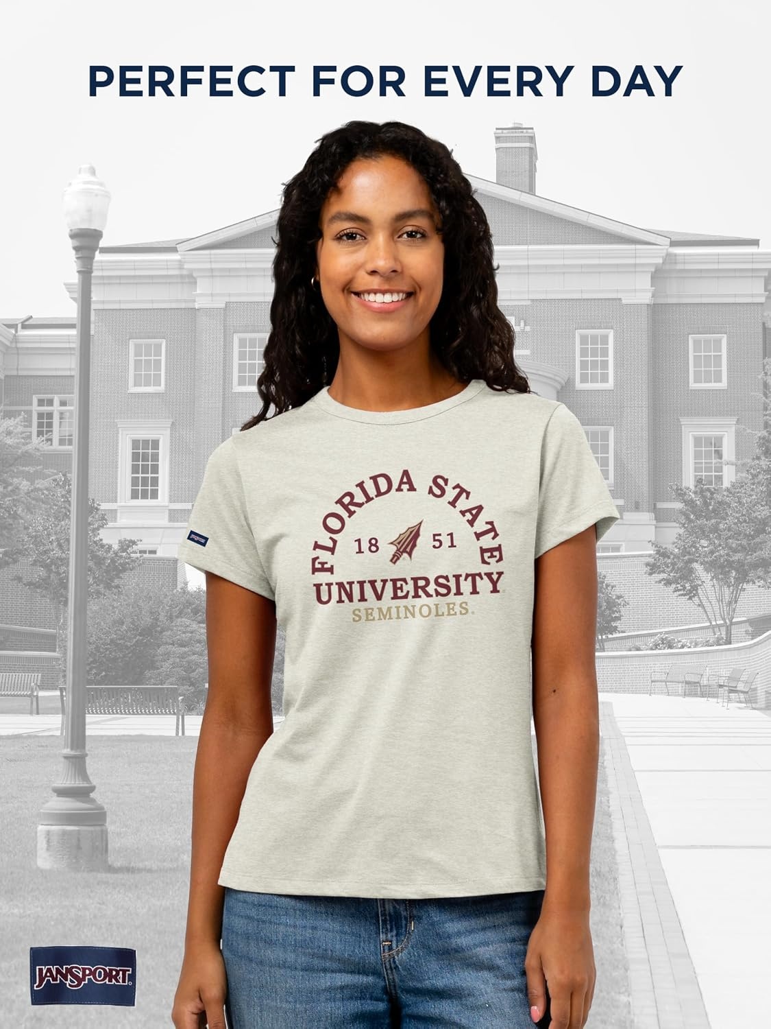 image:imageJanSport NCAA Officially Licensed Graduate Short Sleeve T Shirt for Women Soft amp Breathable CottonPolyester Blend Crewneck T Shirt with Graphic Detailing Everyday University Fan ApparelFlorida State Seminoles