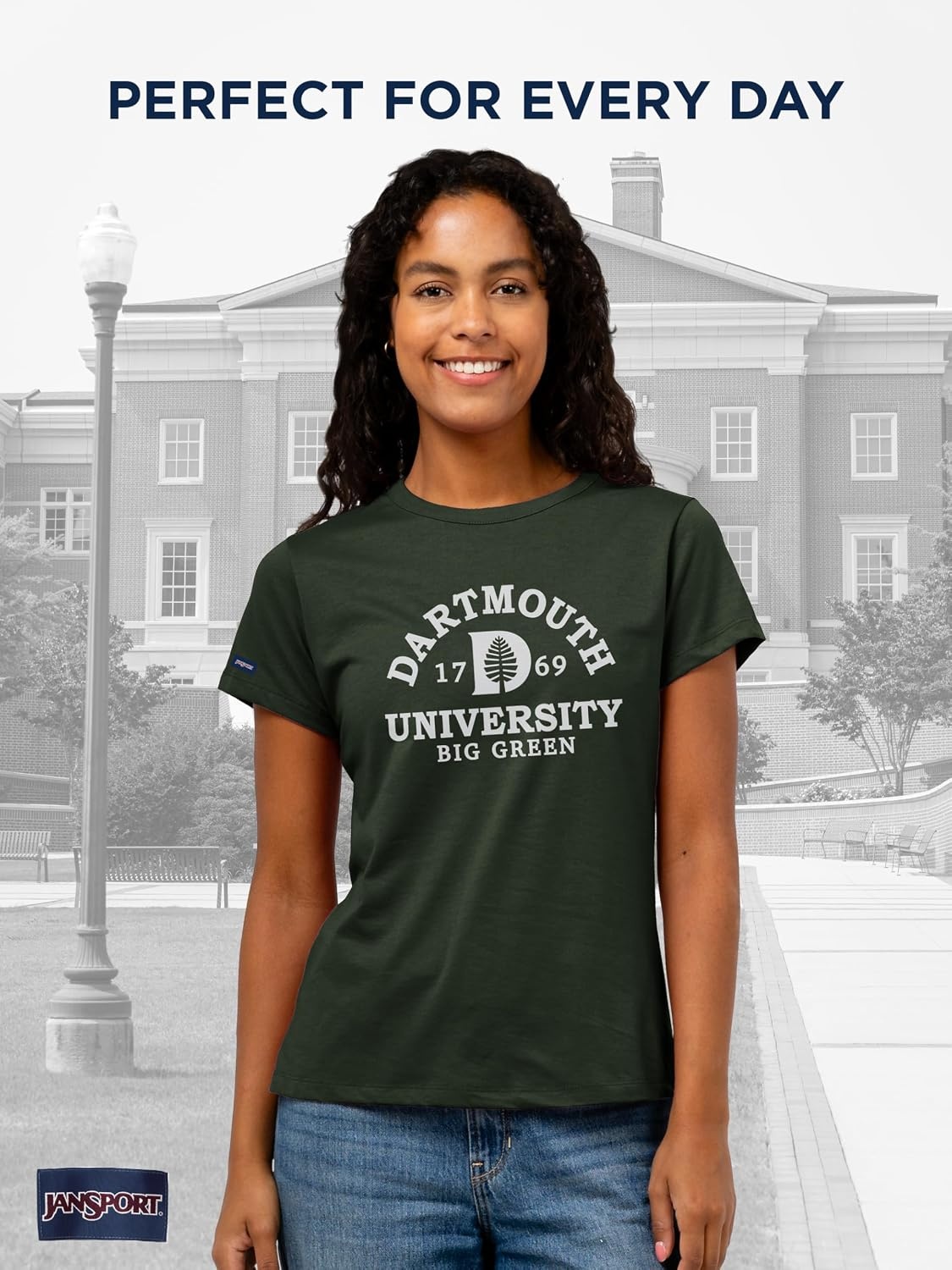 image:imageJanSport NCAA Officially Licensed Graduate Short Sleeve T Shirt for Women Soft amp Breathable CottonPolyester Blend Crewneck T Shirt with Graphic Detailing Everyday University Fan ApparelDartmouth Big Green