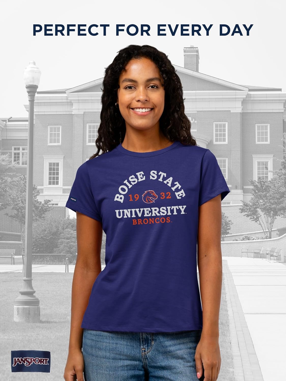 image:imageJanSport NCAA Officially Licensed Graduate Short Sleeve T Shirt for Women Soft amp Breathable CottonPolyester Blend Crewneck T Shirt with Graphic Detailing Everyday University Fan ApparelBoise State Broncos