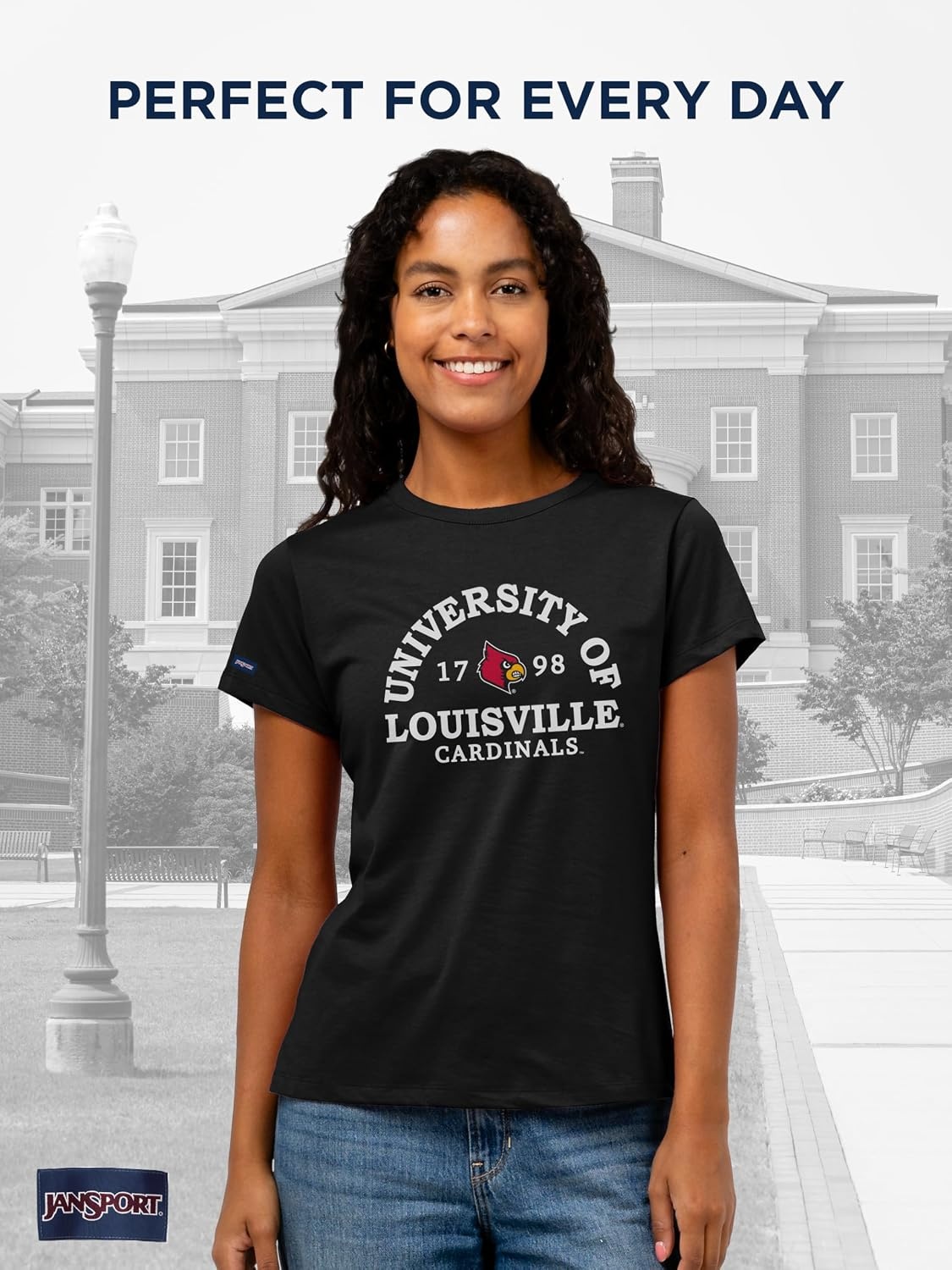 image:imageJanSport NCAA Officially Licensed Graduate Short Sleeve T Shirt for Women Soft amp Breathable CottonPolyester Blend Crewneck T Shirt with Graphic Detailing Everyday University Fan ApparelLouisville Cardinals