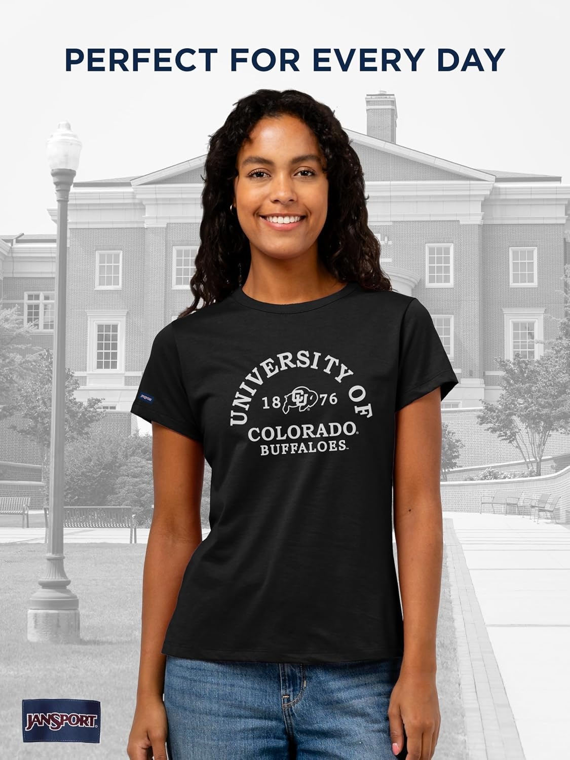 image:imageJanSport NCAA Officially Licensed Graduate Short Sleeve T Shirt for Women Soft amp Breathable CottonPolyester Blend Crewneck T Shirt with Graphic Detailing Everyday University Fan ApparelColorado Buffaloes