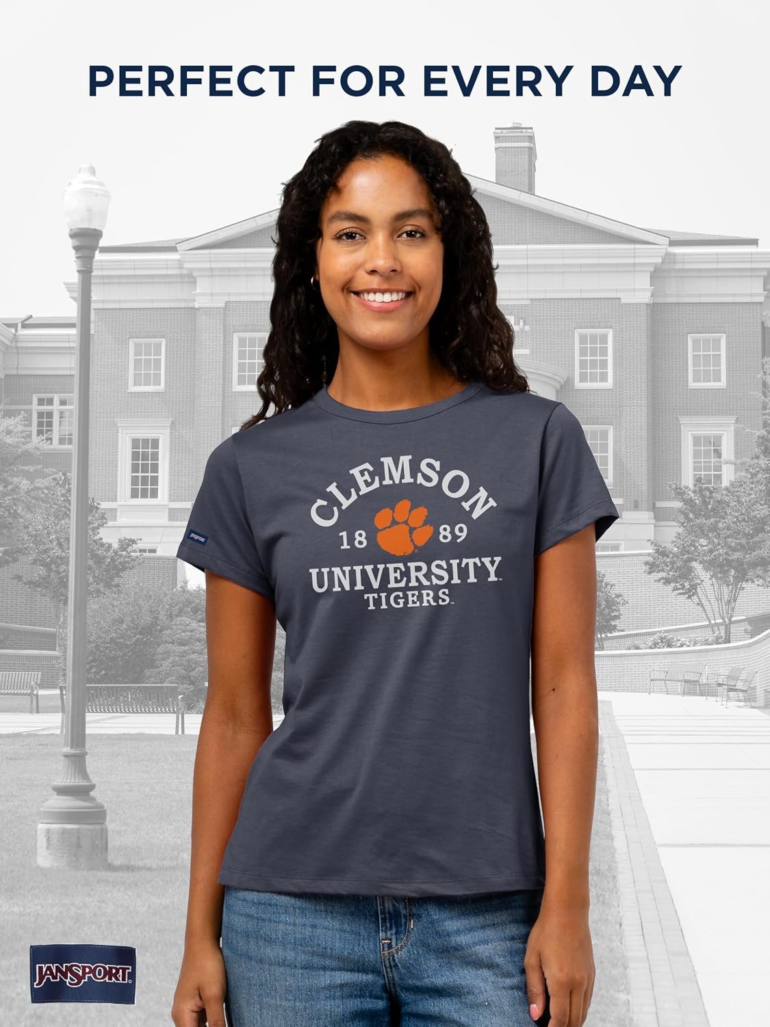 image:imageJanSport NCAA Officially Licensed Graduate Short Sleeve T Shirt for Women Soft amp Breathable CottonPolyester Blend Crewneck T Shirt with Graphic Detailing Everyday University Fan ApparelClemson Tigers