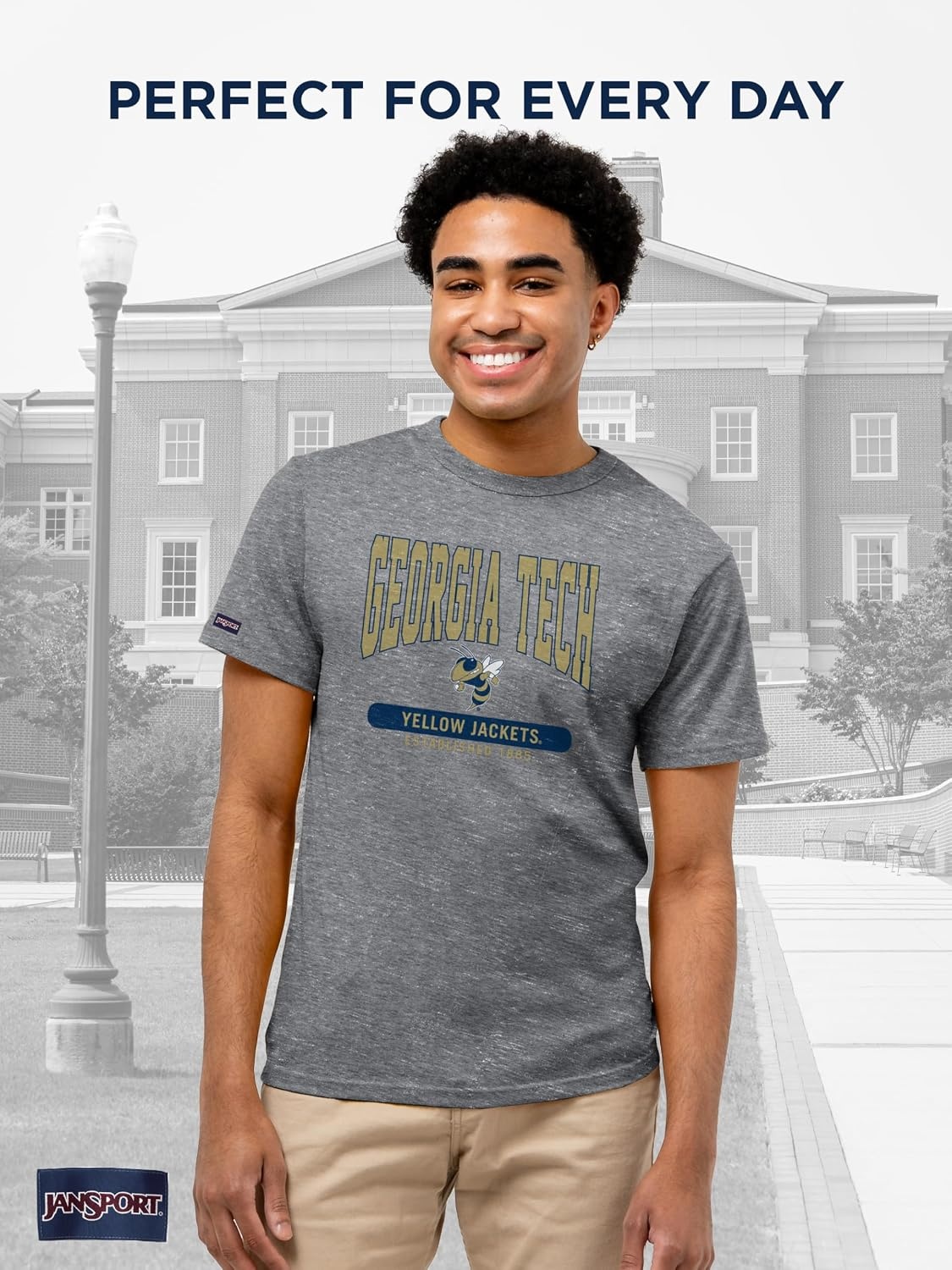 image:imageJanSport NCAA Officially Licensed Pregame Short Sleeve T Shirt for Men Soft amp Breathable Triblend Crewneck T ShirtGeorgia Tech Yellow Jackets