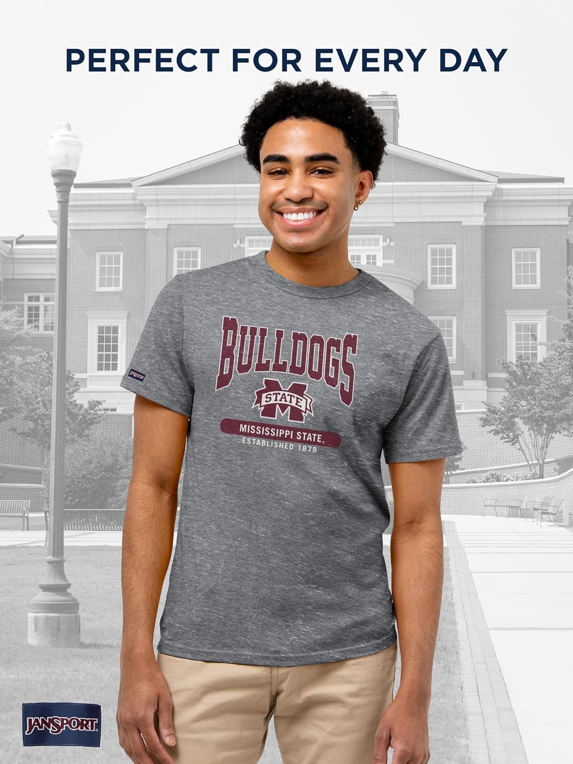 image:imageJanSport NCAA Officially Licensed Pregame Short Sleeve T Shirt for Men Soft amp Breathable Triblend Crewneck T ShirtMississippi State Bulldogs