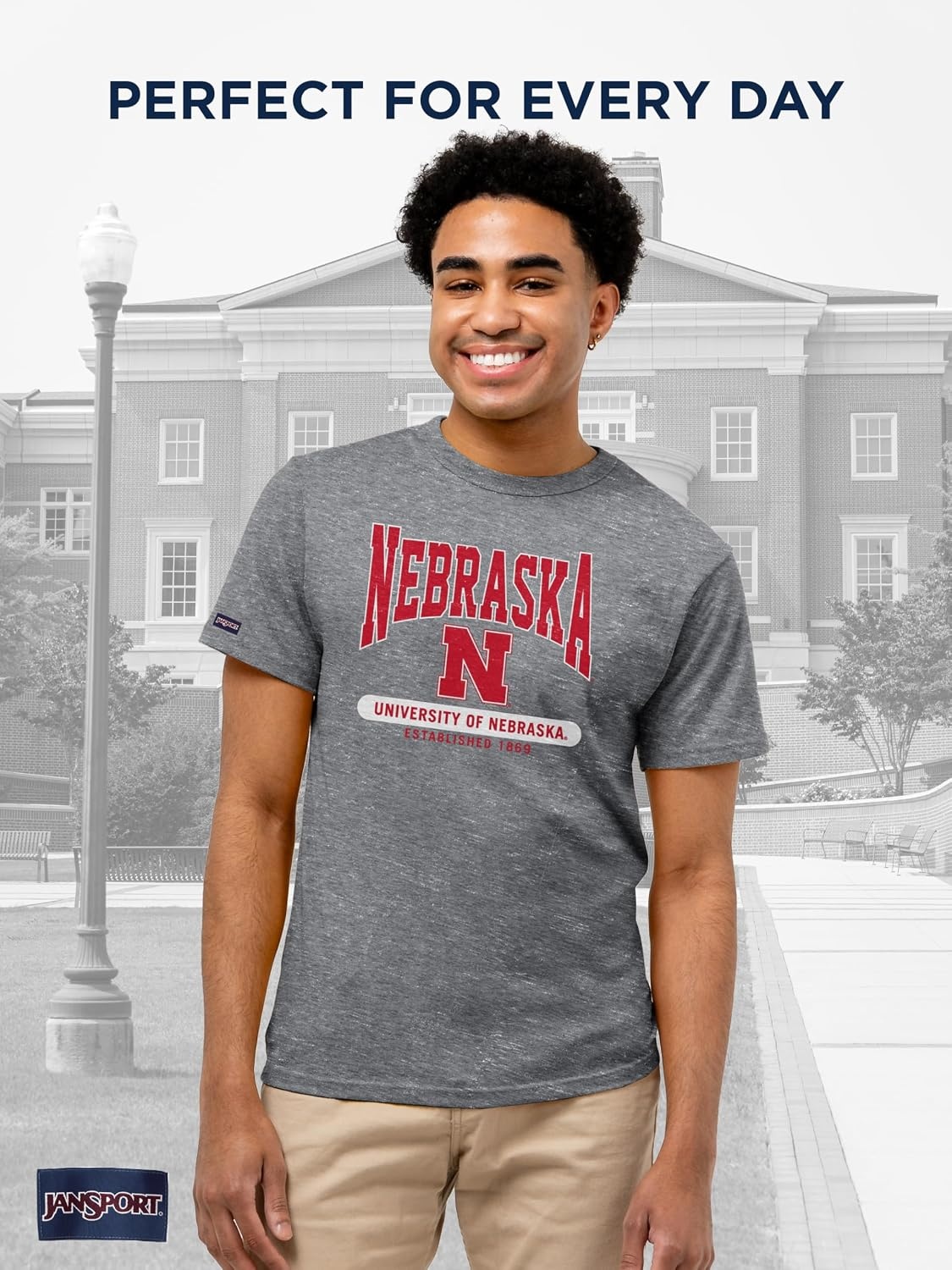 image:imageJanSport NCAA Officially Licensed Pregame Short Sleeve T Shirt for Men Soft amp Breathable Triblend Crewneck T ShirtNebraska Cornhuskers