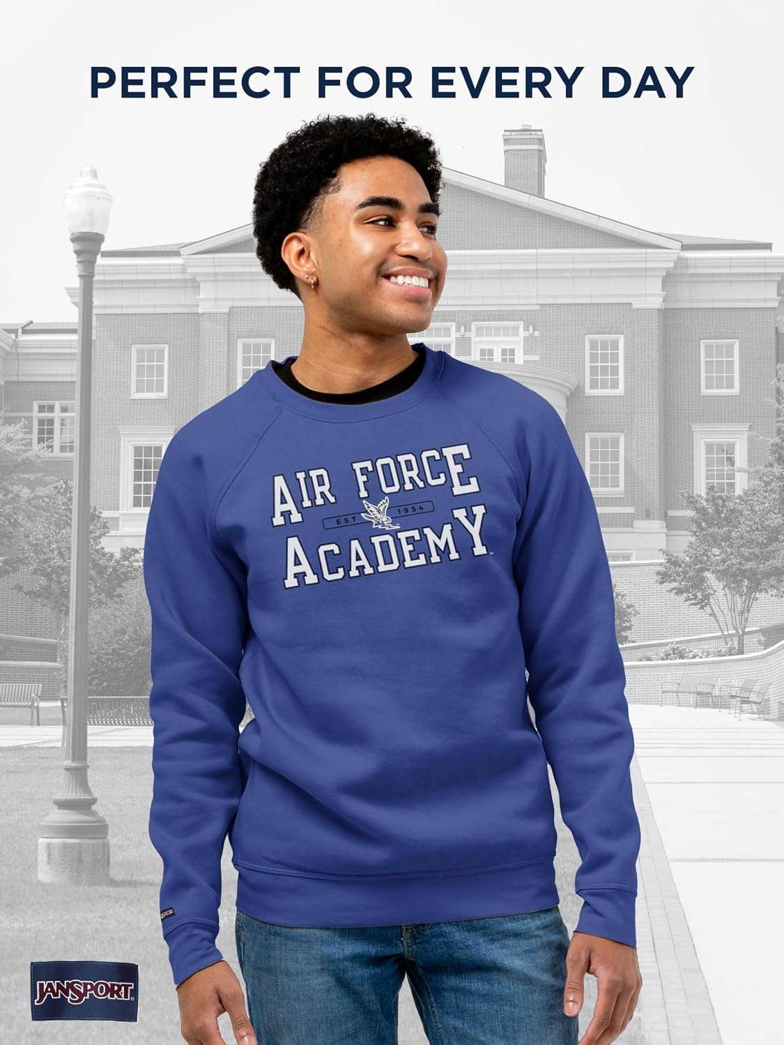 image:imageJanSport NCAA Officially Licensed Rival Crew Sweatshirt Long Sleeve Graphic Pullover for Men Women CottonPolyester BlendAir Force Falcons