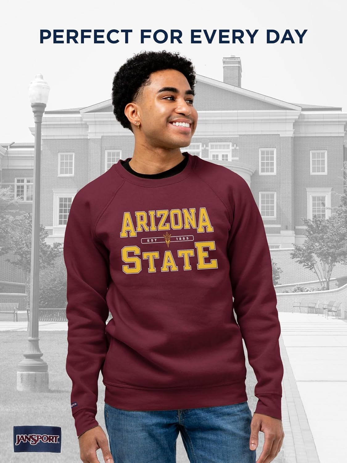 image:imageJanSport NCAA Officially Licensed Rival Crew Sweatshirt Long Sleeve Graphic Pullover for Men Women CottonPolyester BlendArizona State Sun Devils