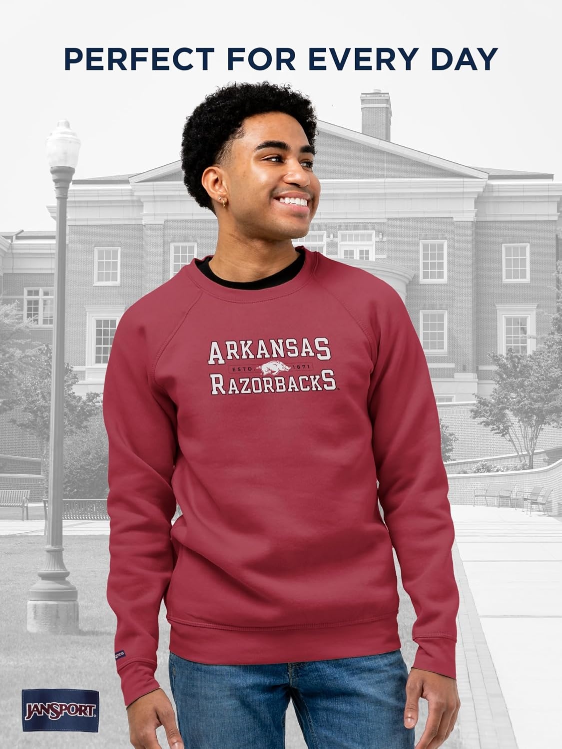image:imageJanSport NCAA Officially Licensed Rival Crew Sweatshirt Long Sleeve Graphic Pullover for Men Women CottonPolyester BlendArkansas Razorbacks