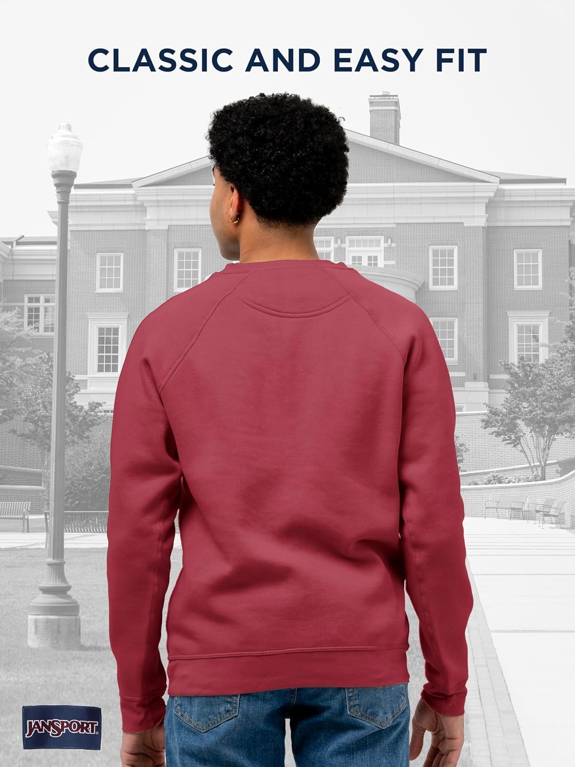 image:imageJanSport NCAA Officially Licensed Rival Crew Sweatshirt Long Sleeve Graphic Pullover for Men Women CottonPolyester BlendArkansas Razorbacks